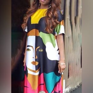Multi colored Printed T-shirt dress